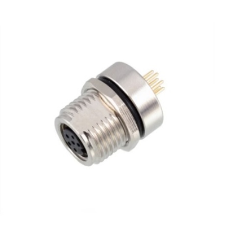 [M8-6PIN-F-IMP] Conector impermeable de alta calidad M8 hembra de 6 pines para montaje en PCB recto