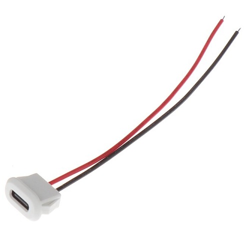 Conector USB tipo C para panel o chasis de 2 pines. Ovalado blanco
