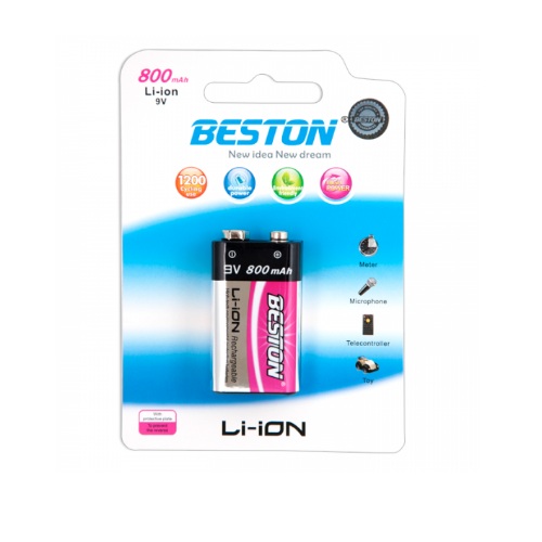 [BST-9VLI-ION-800] Batería recargable LITIO 9V 800mA BESTON