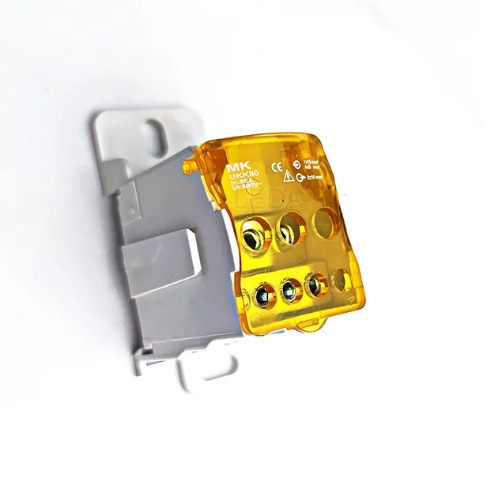 [UKK80A-AM] Bornera de distribución 1 en 6. Amarilla