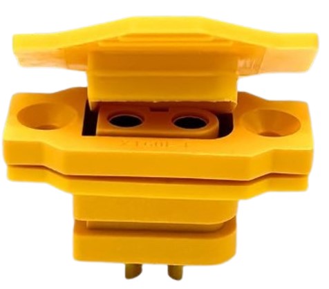Conector XT60 para chasis con guardapolvo. Amarillo