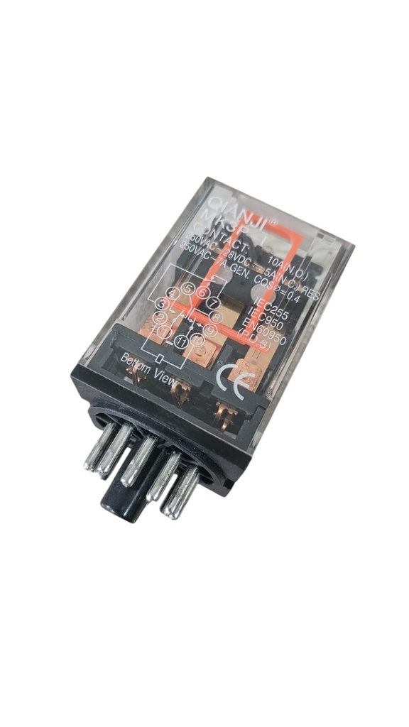 [RELE-11P-12V10A] Relevo 12V 10A Base redonda 11 pines