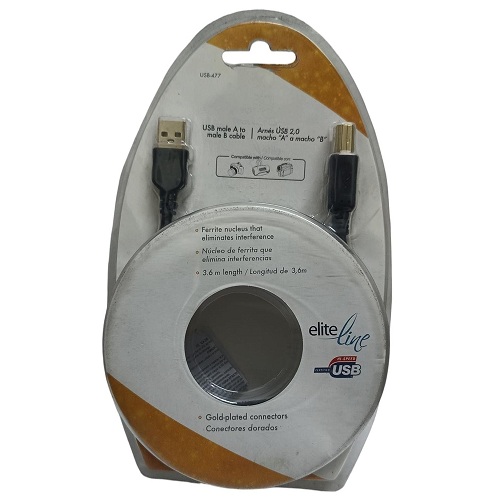 Cable USB 2.0 a Impresora conectores dorados 3.6 m