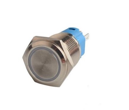 Suiche metálico pulsador momentáneo de 16mm para exterior con iluminación blanca 5-12V