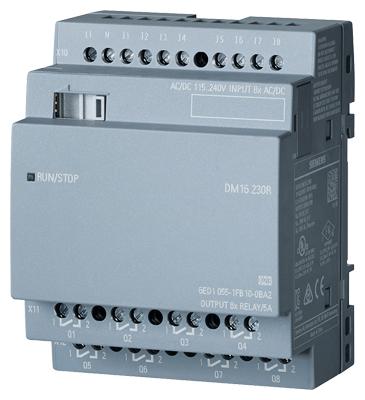 LOGO! Módulo de ampliación DM16 24R, PS/I/O: 24 V DC/24 V DC/relé, 8 DI/8 DO, 4 MW para LOGO! 8 SIEMENS