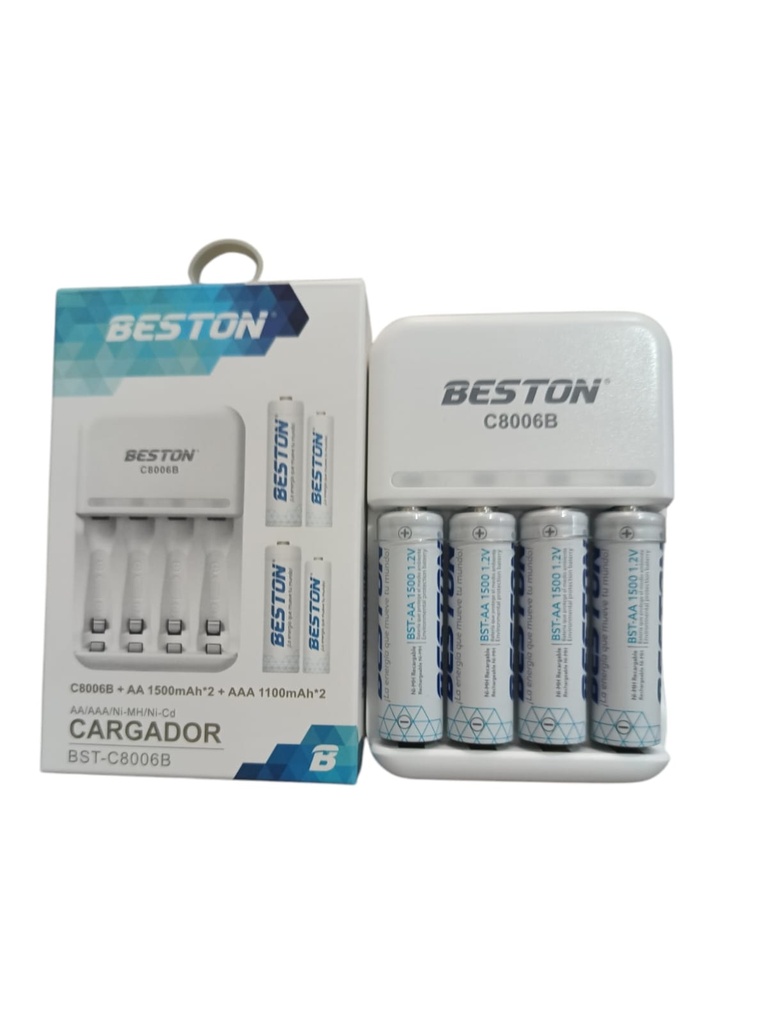 Cargador para 4 baterias AA y AAA + 4 AA 1500mA. BESTON