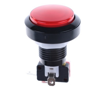 Suiche pulsador redondo iluminado Rojo 46mm