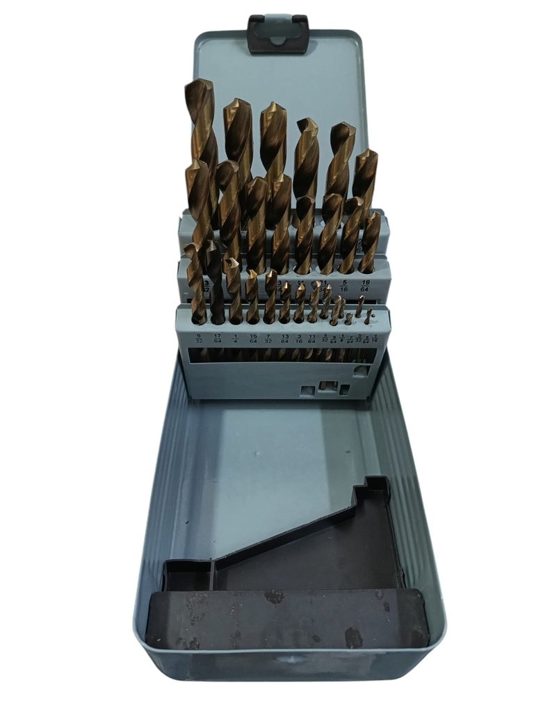 Juego de brocas HSS 1/16" a 1/2". 29 piezas. HOPEX