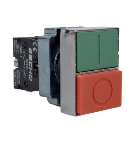 Pulsador doble Start-Stop 22mm. Metálico Rojo - Verde EBCHQ