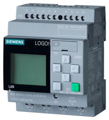 LOGO! 24RCE, módulo lógico,display FA/E/S: 24 V AC/DC 24 V/relé, 8 DI/4 DO