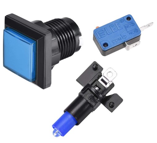 Suiche pulsador cuadrado iluminado Azul 33mm