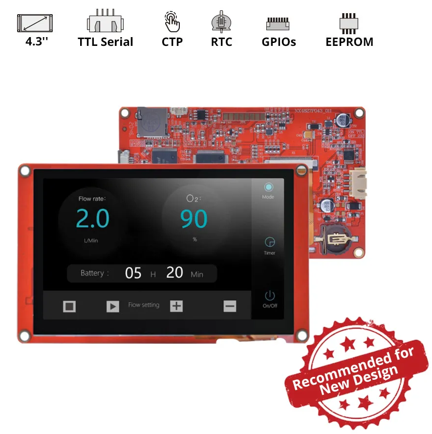 Pantalla 4,3" táctil resistiva Nextion sin carcasa