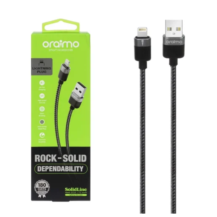Cable USB A a USB Tipo Lightning. Carga rápida y transferencia de datos, 1m Nylon ORAIMO