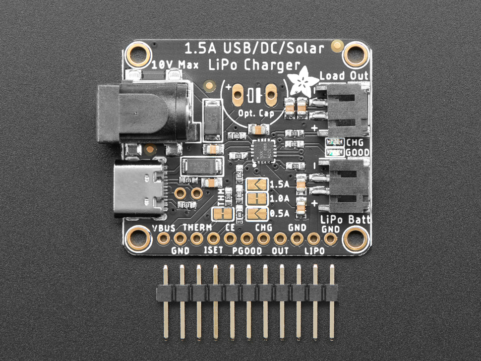 Cargador universal de iones de litio/polímeros Adafruit USB/CC/solar - bq24074