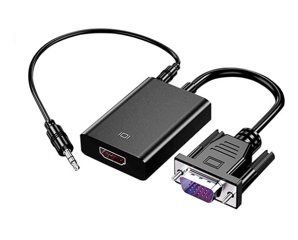 Cable convertidor VGA a HDMI con audio. Color negro