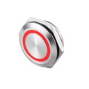 Suiche metálico 12mm para exteriores. Con aro de luz rojo 3-6V