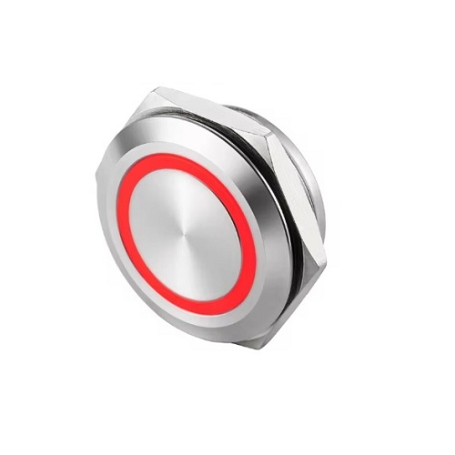 Suiche metálico 12mm para exteriores. Con aro de luz rojo 110-220V