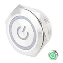 Suiche metálico 19mm para exteriores. Con aro de luz y logo power verde 3-6V