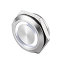 Suiche metálico 22mm para exteriores. Con aro de luz blanco 3-6V