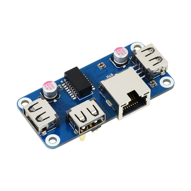 HUB Ethernet/USB HAT (B) para la serie Raspberry Pi, 1x RJ45, 3x USB 2.0
