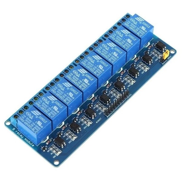 Tarjeta con 8 relevos optocoplada 12V-Activación en bajo.