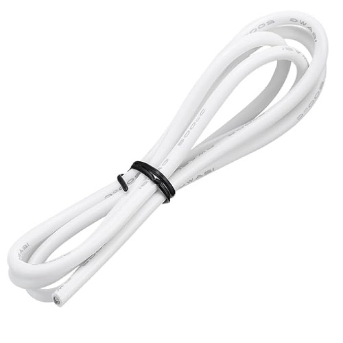 Cable siliconado para batería. 12-AWG. Blanco