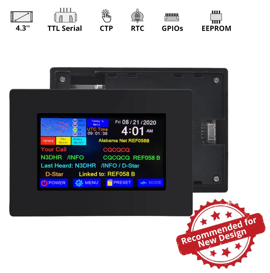 [NX4827P043-011R-Y] Pantalla táctil resistiva de 4.3 pulgadas. Con carcasa