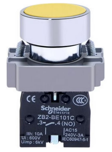 [XB2-BA51-BE101C-AM] Botón pulsador sin bloqueo NO. Amarillo 22mm