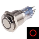 Botón pulsador metálico self-lock 19mm. 12-24V, Rojo