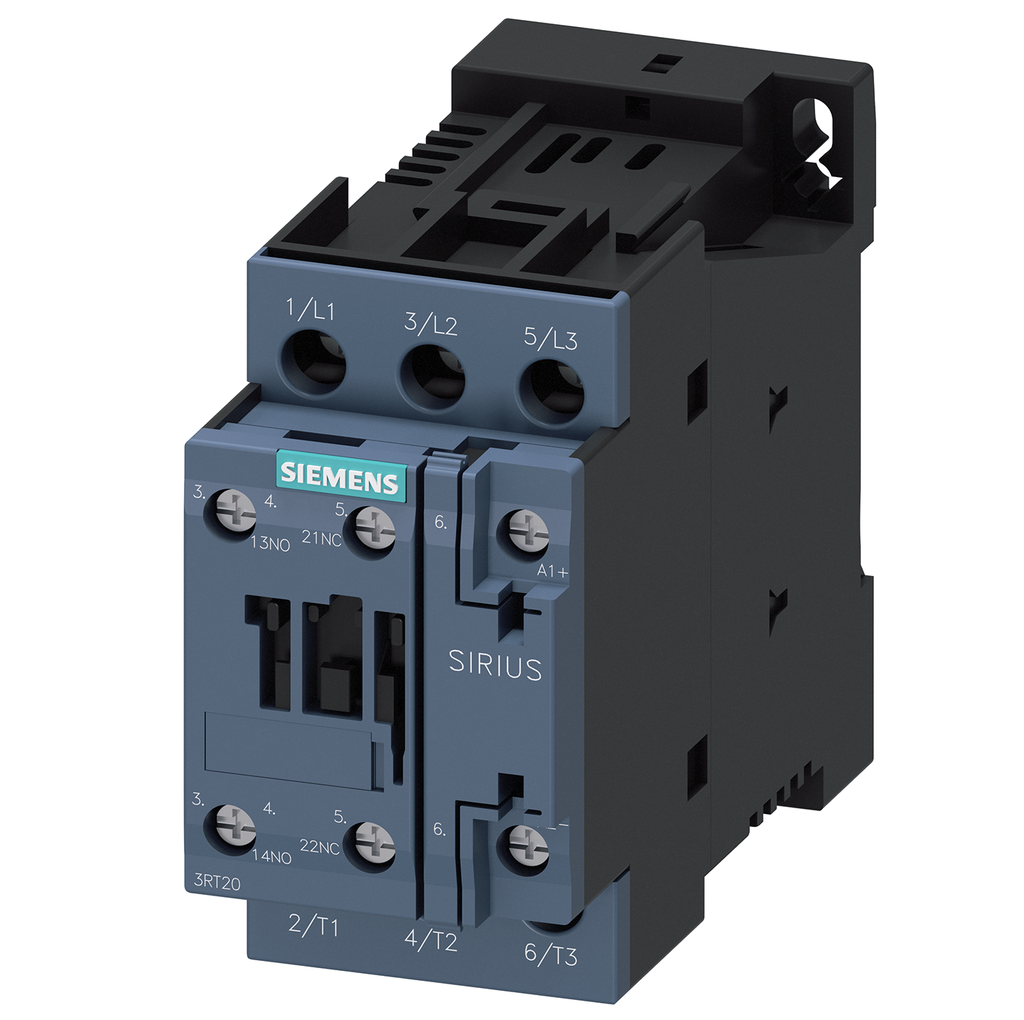 Contactor de potencia 12A 5.5kW/400V tripolar, 24 V DC 1 NA + 1 NC