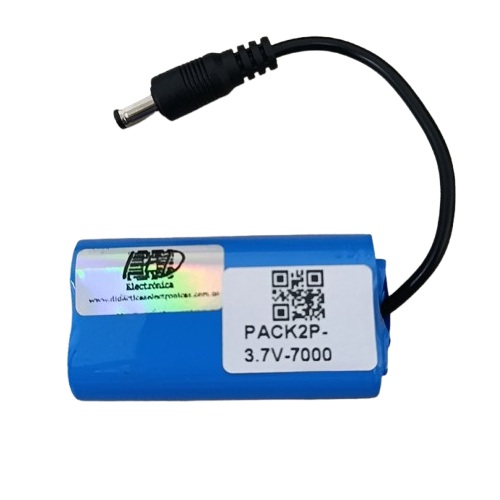 Paquete de baterías recargable PACK2P 18650 3.7V, 7000mA. Recta