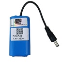 Paquete de baterías recargable PACK2S 18650 7.4V, 3500mA. Recta