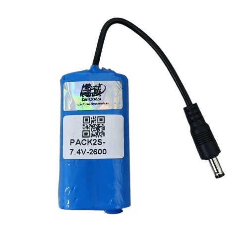 Paquete de baterías recargable PACK2S 18650 7.4V, 2600mA. Recta