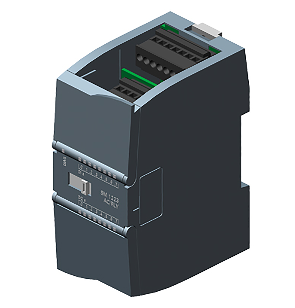 SIMATIC S7-1200, E/S digitales SM 1223, 8 DI AC/8 DO RLY, 8 DI 120/230V AC, 8 DO, relé 2 A