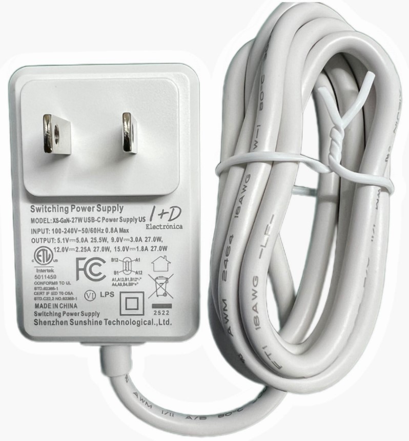 Adaptador de alimentación para Raspberry Pi 5. 5V, 27W. USB tipo C, Blanco