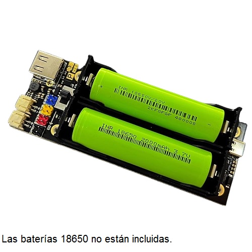Módulo UPS de 2 baterías 18650. Con USB tipo C y salida USB
