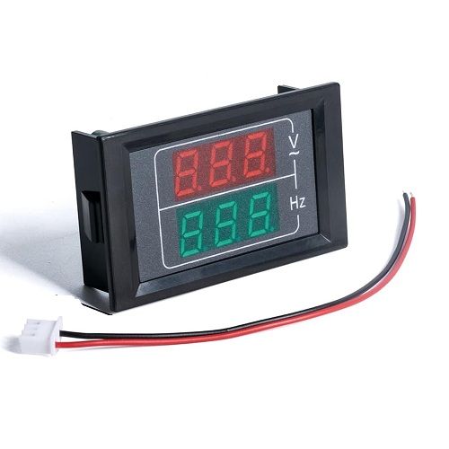 Medidor de voltaje y frecuencia. 500VAC, 99.9Hz