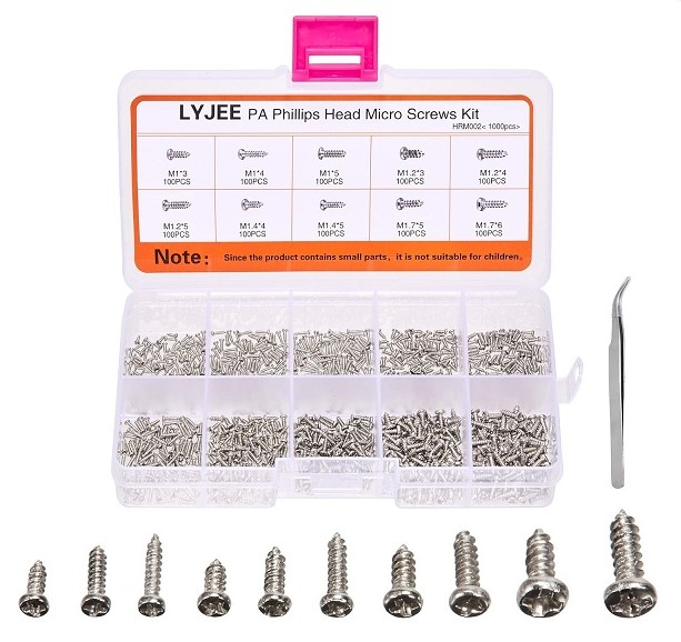 Mini Kit De 1000 Piezas De Tornillos M1 M1.2 M1.4 M1.7 Phillips