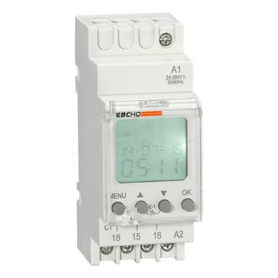 Programador semanal 52 programas 24-240 VAC/DC Salida Relé 16A