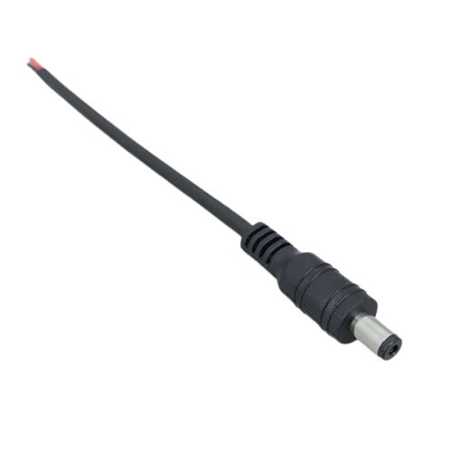 Cable de alimentación DC macho. 5.5 x 2.1 mm. Negro. 15 cm