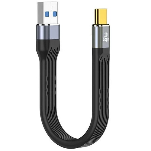 Cable de datos USB-A a USB-C ultra corto flexible. 13 cm