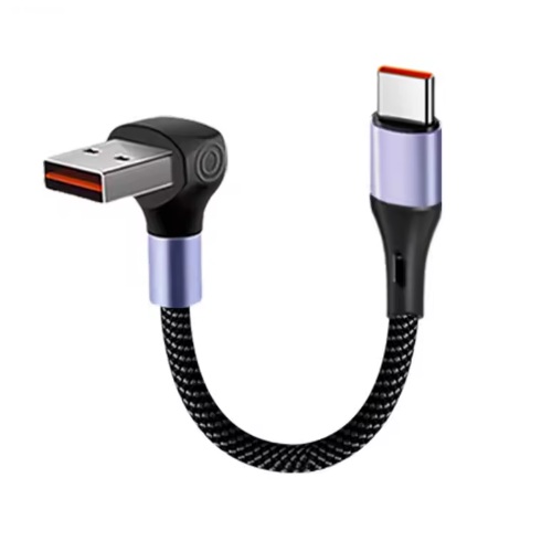 Cable de carga USB-A a USB-C. En ángulo. Carga rápida. 30 cm