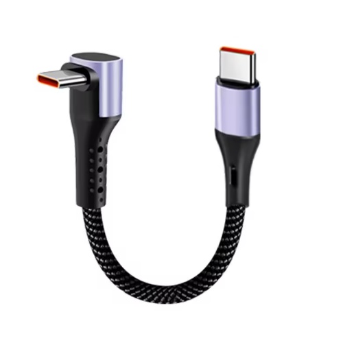 Cable de carga USB C a USB C en ángulo. Carga rápida. 30 cm