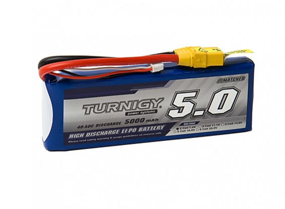 Turnigy 5000mAh 2S 40C Lipo Pack w/XT-90