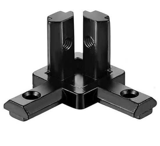 Conector para esquina para perfil 2020. Negro