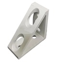 Conector de bloque triangular de ángulo recto, perfil 2020. 4 orificios. Gris