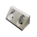 Conector de bloque triangular de ángulo recto, perfil 2040. 4 orificios. Gris