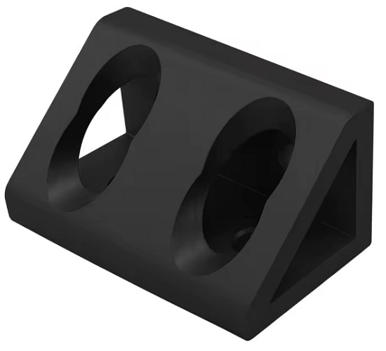 [UNC-4H-2040-NE] Conector de bloque triangular de ángulo recto, perfil 2040. 4 orificios. Negro