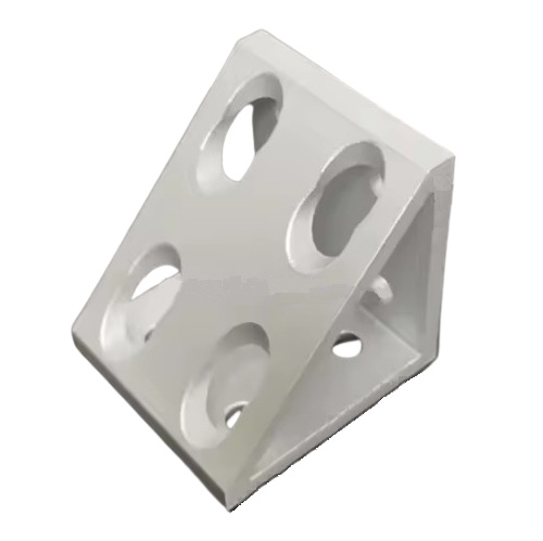 Conector de bloque triangular de ángulo recto, perfil 2040. 8 orificios. Gris