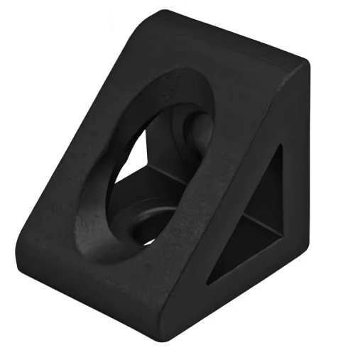 [UNC-2H-4040-NE] Conector de bloque triangular de ángulo recto, perfil 4040. 2 orificios. Negro